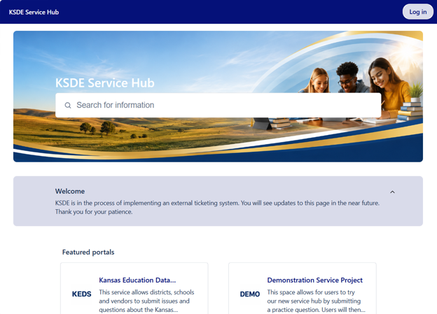 KSDE Service Hub Main Page